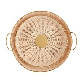 Mud Pie Round Woven and Brass Tray