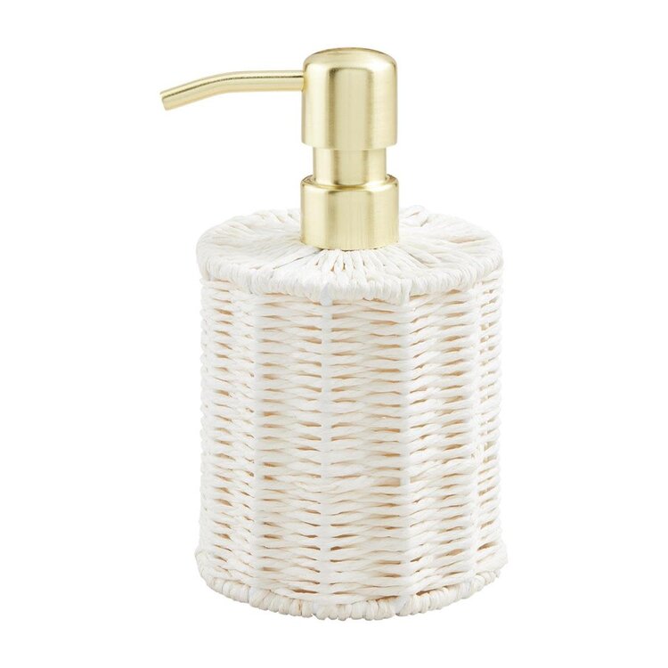 Mud Pie White Woven Seagrass Soap Pump