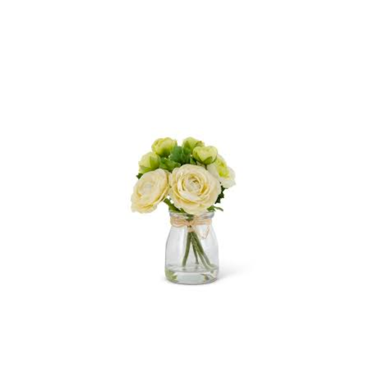 K&K Interiors 6.75" White Ranunculus Bouquet