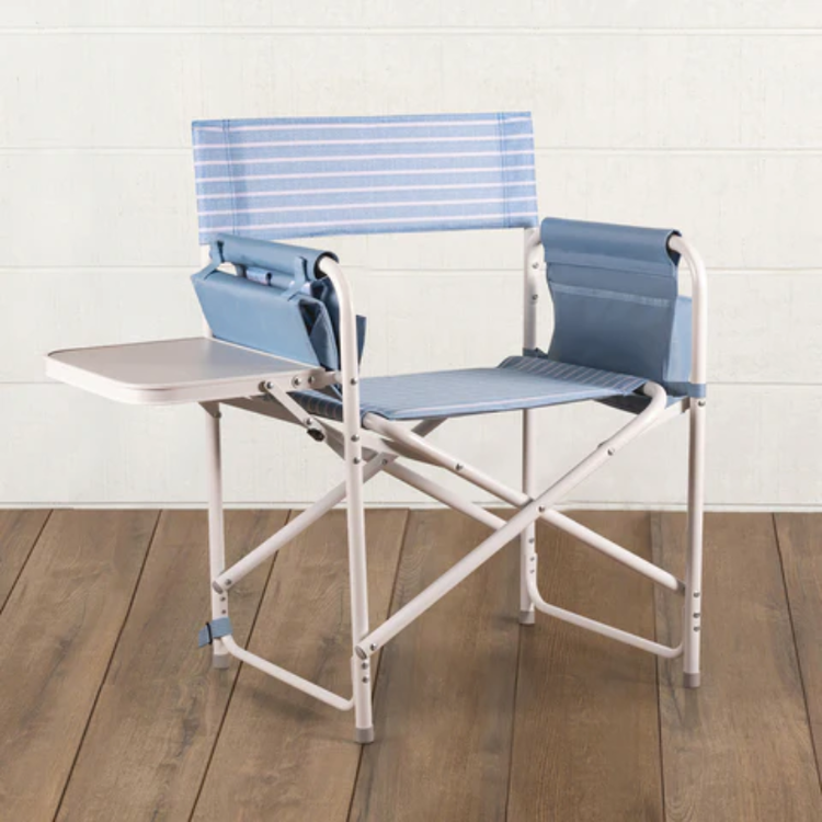 Picnic Time Outdoor Directors Chair Mod Denim Stripe