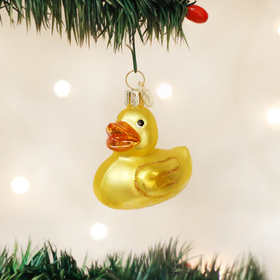 Old World Christmas Rubber Ducky Glass Ornament