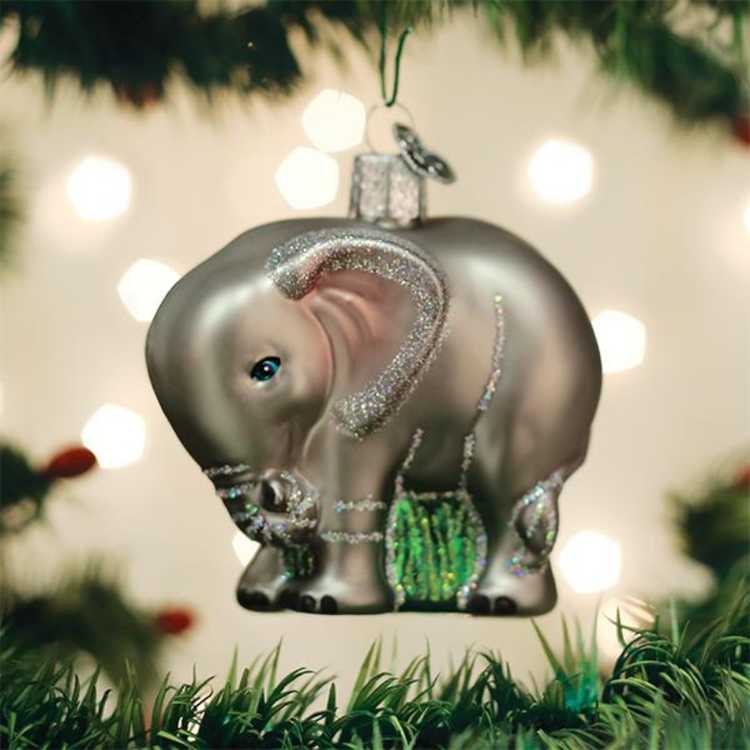 Old World Christmas Baby Elephant Glass Ornament