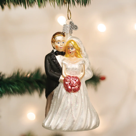 Old World Christmas Bridal Couple Glass Ornament