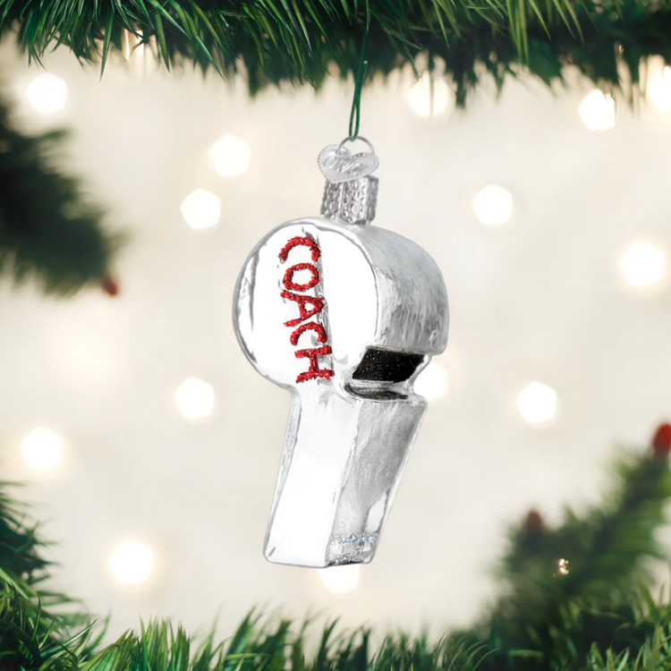 Old World Christmas Coach's Whistle Glass Ornament