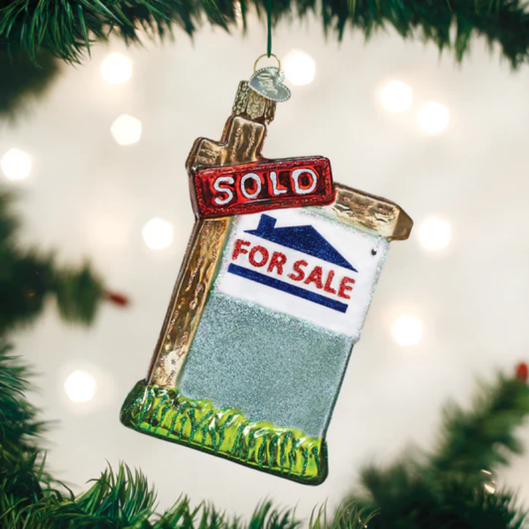 Old World Christmas Realty Sign Glass Ornament