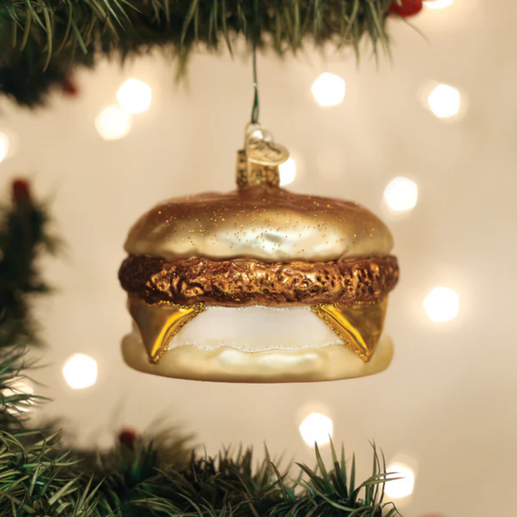 Old World Christmas Breakfast Sandwich Glass Ornament