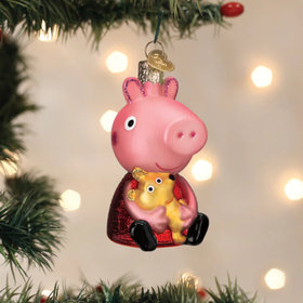 Old World Christmas Peppa Pig with Teddy Glass Ornament