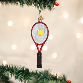 Old World Christmas Red Tennis Raquet Glass Ornament