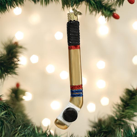 Old World Christmas Hockey Stick Glass Ornament