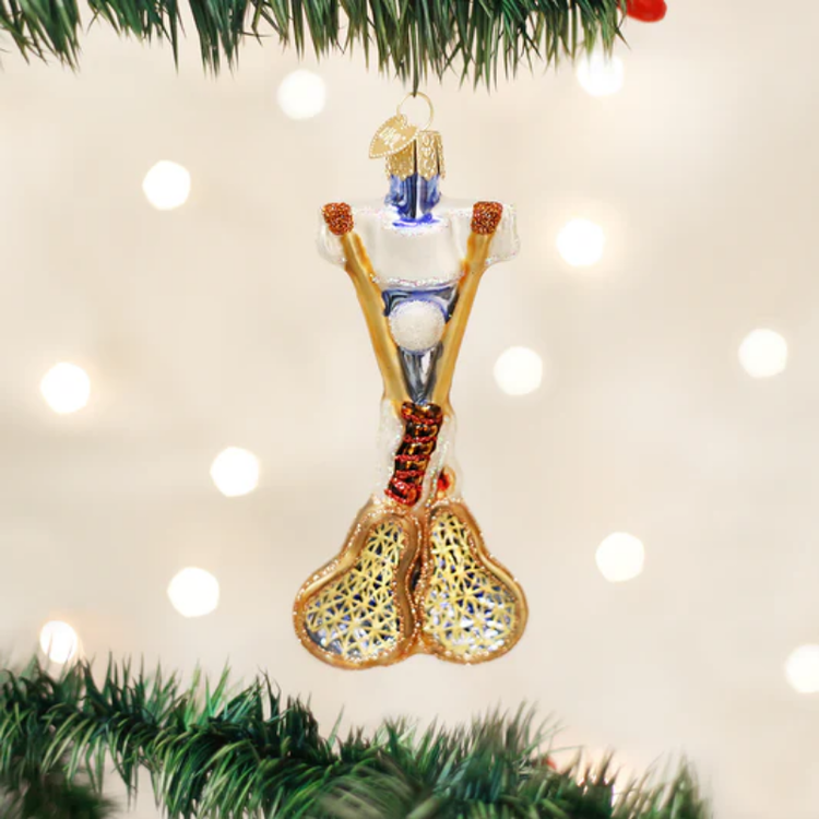 Old World Christmas Lacrosse Set Glass Ornament