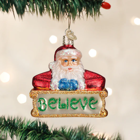 Old World Christmas Believe Santa Glass Ornament