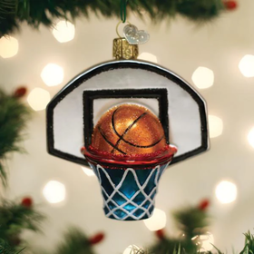 Old World Christmas Basketball Hoop Glass Ornament