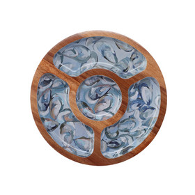 Kim Hovell Art Wooden Snack Tray Pewter Shells