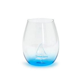 Two's Company Sailboat Stemless Wine Glass