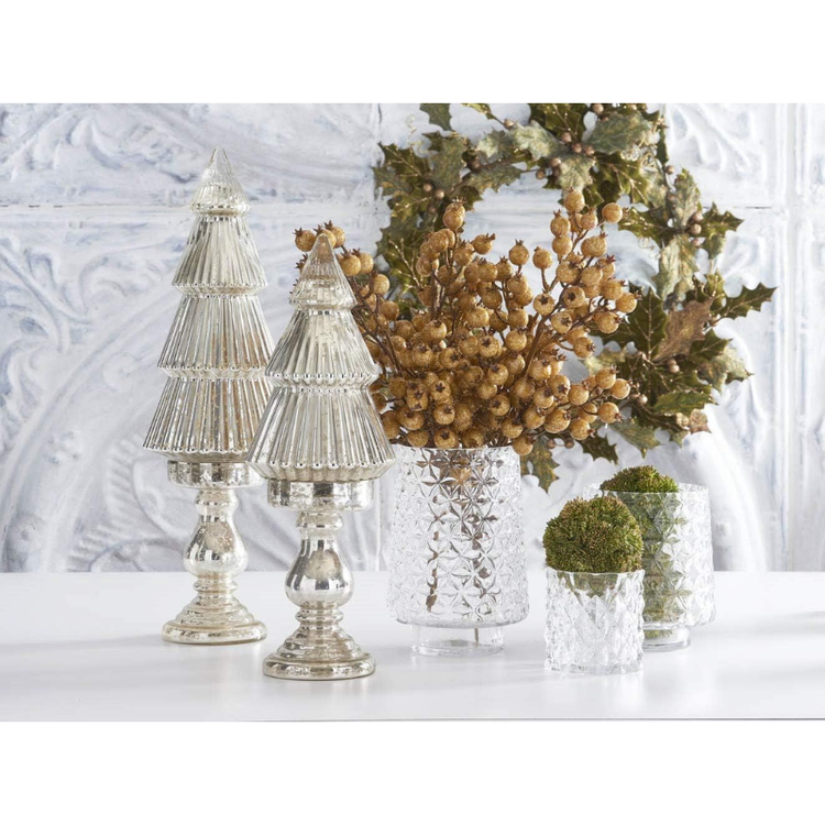 K&K Interiors 4.25"Diamond Cut Clear Glass Vase