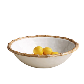 Beatriz Ball VIDA Bamboo Large Salad Bowl - White and Natural (w/ Gift Box)