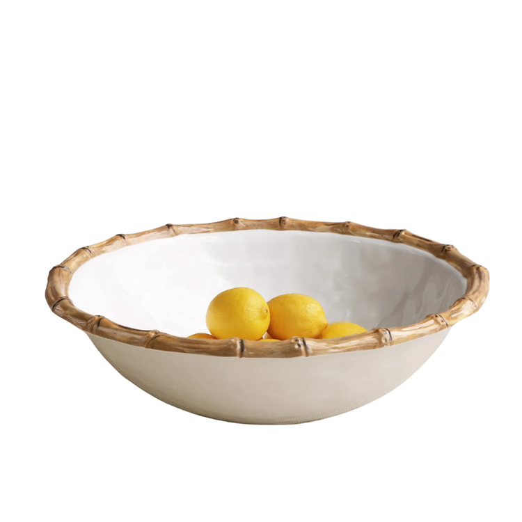 Beatriz Ball VIDA Bamboo Large Salad Bowl - White and Natural (w/ Gift Box)
