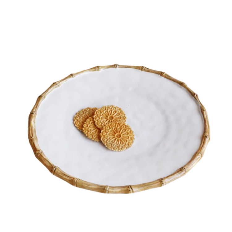 Beatriz Ball VIDA Bamboo Round Platter - White and Natural  (w/ Gift Box)