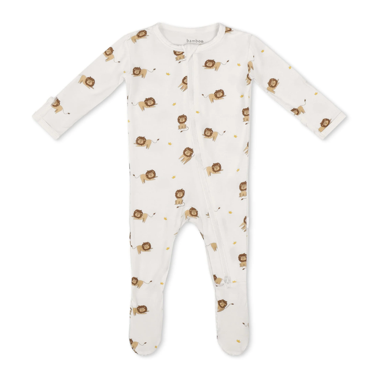Bamboo Little Lion Zippered Footie 6-9M