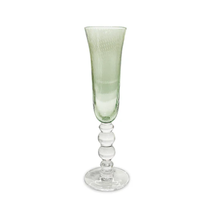 Beatriz Ball Glass French Swirl Champagne Flute-Green