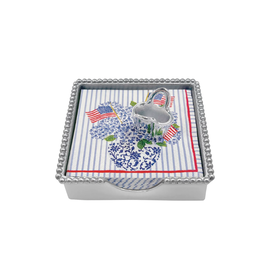 Mariposa Flags and Hydrangeas Tote Beaded Napkin Box Set