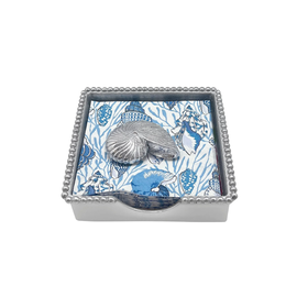Mariposa Nautilus Shell Beaded Napkin Box Set