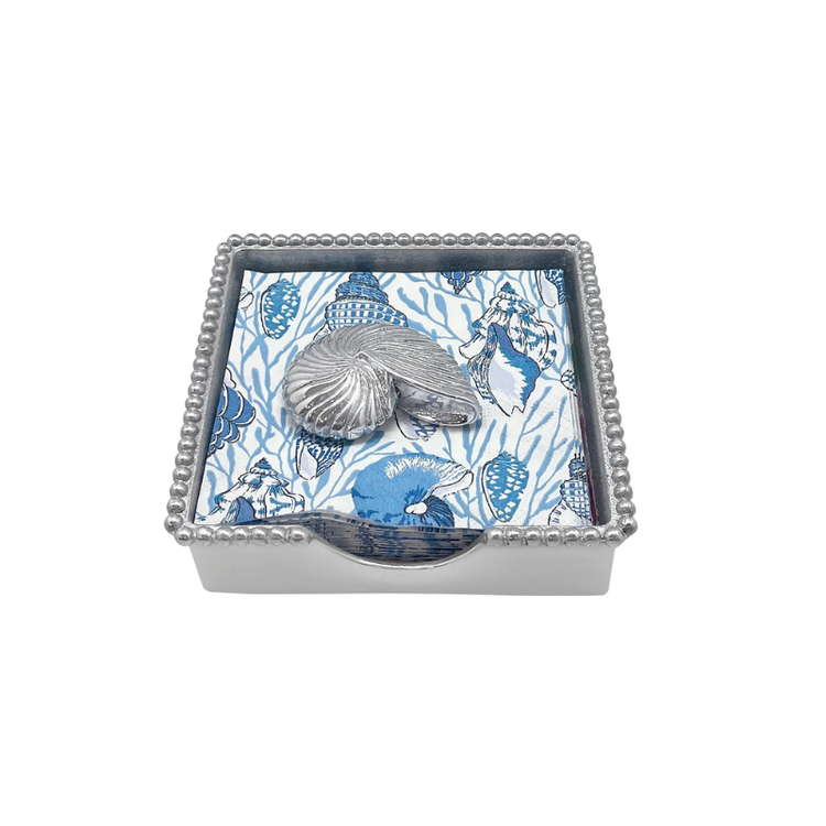 Mariposa Nautilus Shell Beaded Napkin Box Set