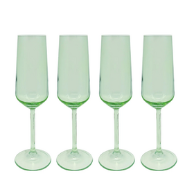 Mariposa Fine Line Green w/ White Rim Champagne Flute