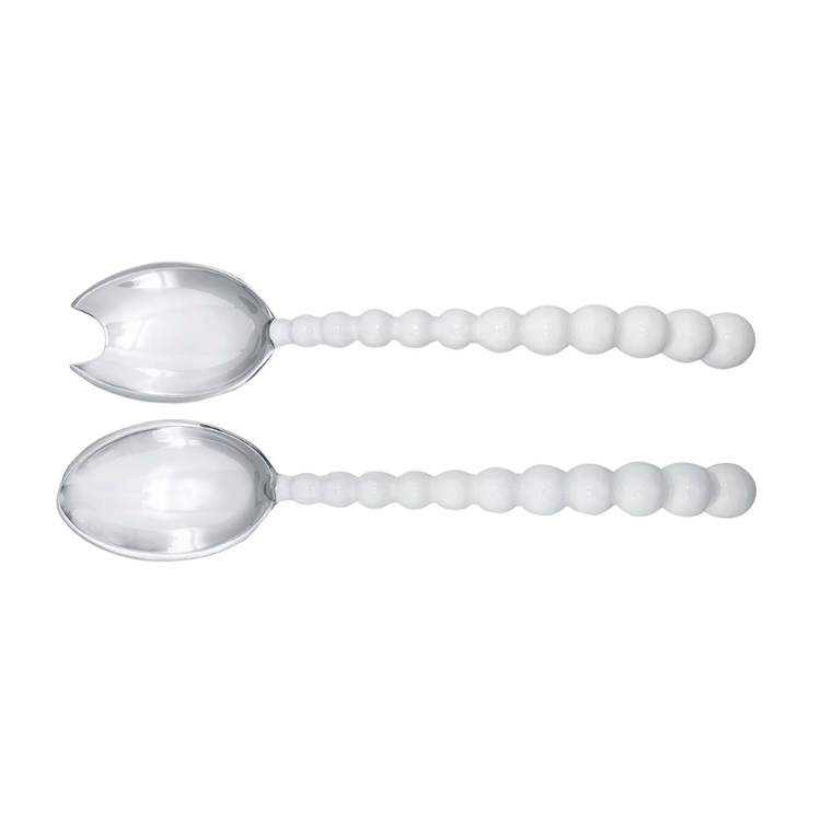 Mariposa White Pearled Salad Servers
