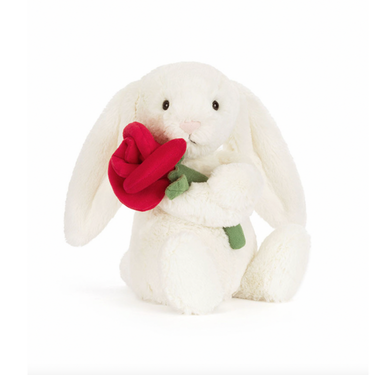 jellycat Cream Bunny with Rose
