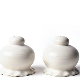 Coton Colors Signature White Ruffle Salt & Pepper Shaker Set