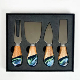 Lynn & Liana Serveware Resin Coated Cheese Knife Set - Northern Lights
