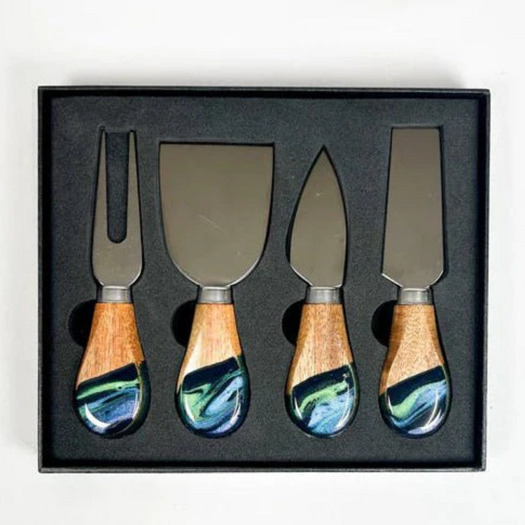 Lynn & Liana Serveware Resin Coated Cheese Knife Set - Northern Lights