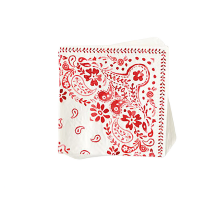One Hundred 80 Degrees American Holiday Napkin 6.5" - Red Paisley
