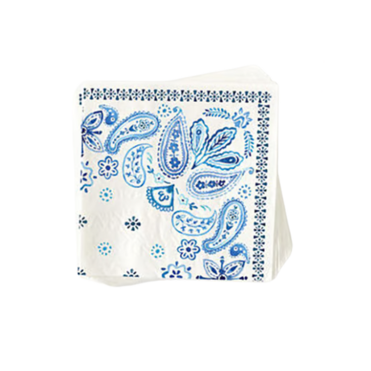 One Hundred 80 Degrees American Holiday Napkin 6.5" - Blue Paisley