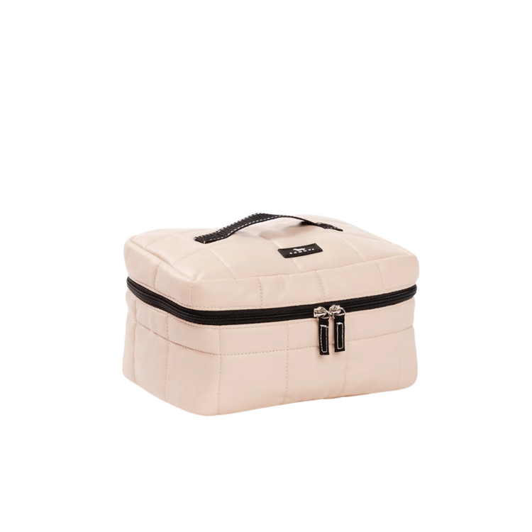 Scout by Bungalow All Aboard Train Case Putty Box Quilted