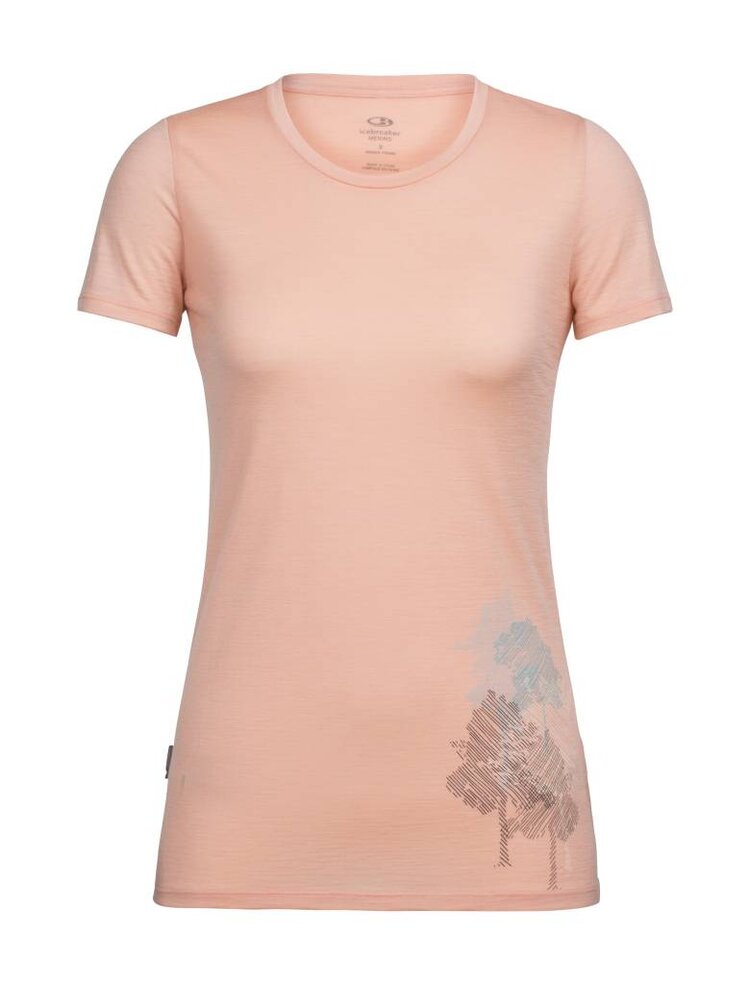 Icebreaker Women's Tech Lite Short Sleeve Low Crewe - Through the Forest