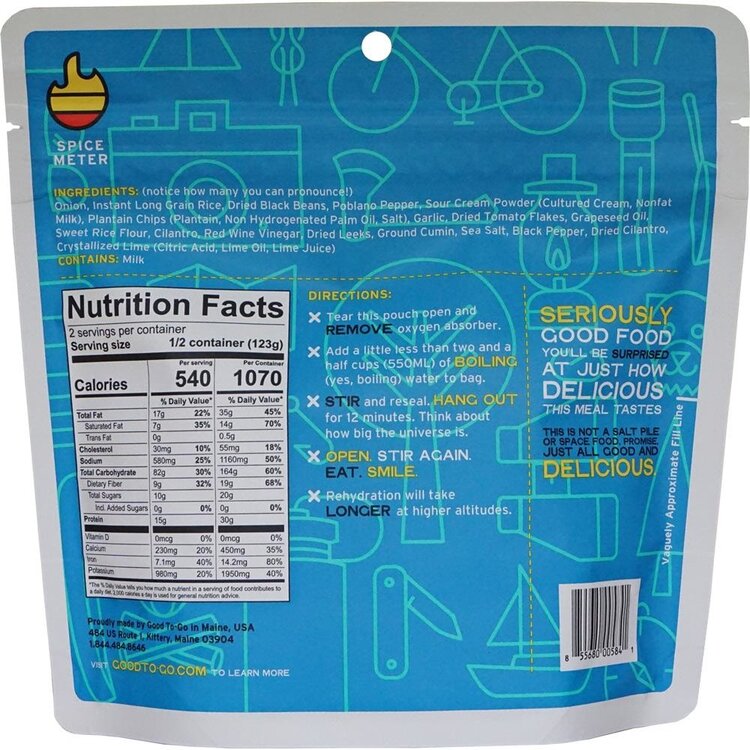 Good To-Go Cuban Rice Bowl Dehydrated Meal