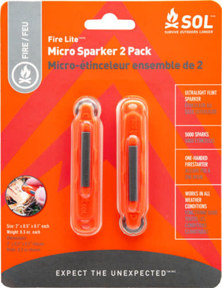 SOL Survive Outdoors Longer Fire Lite Micro Sparker 2-Pack