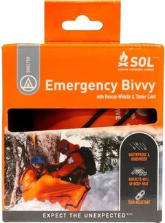 SOL Survive Outdoors Longer Emergency Bivvy w/ Rescue Whistle & Tinder Cord