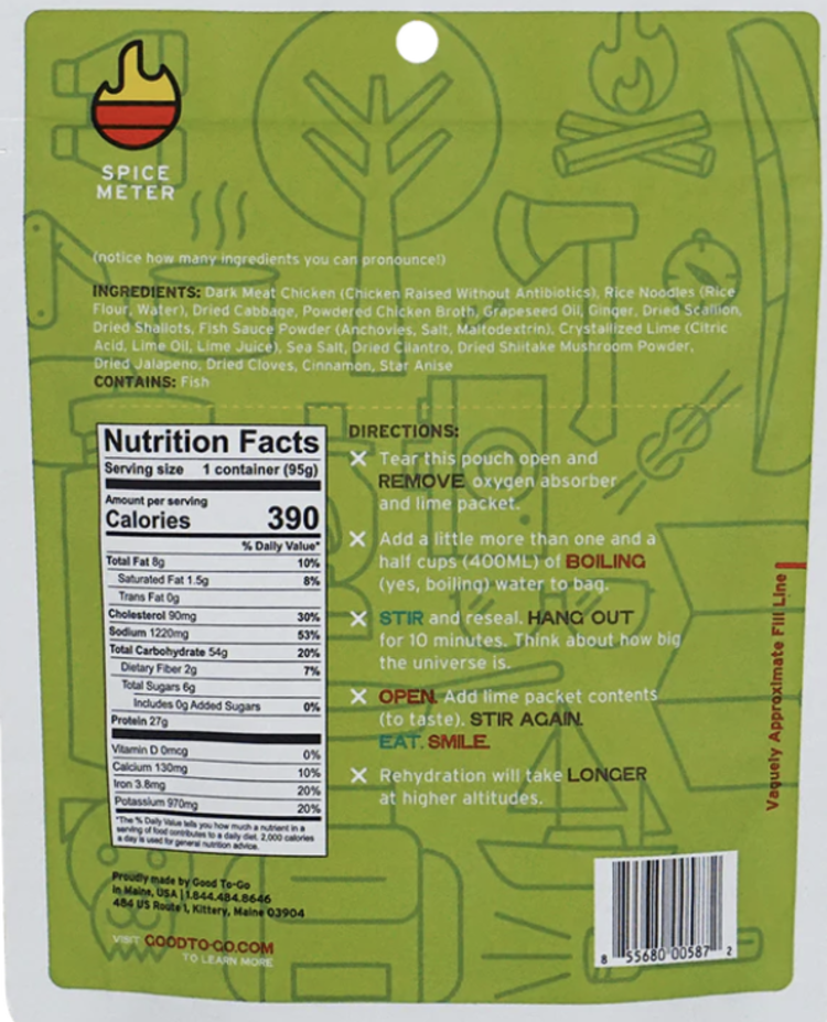 Good To-Go Chicken Pho Dehydrated Meal