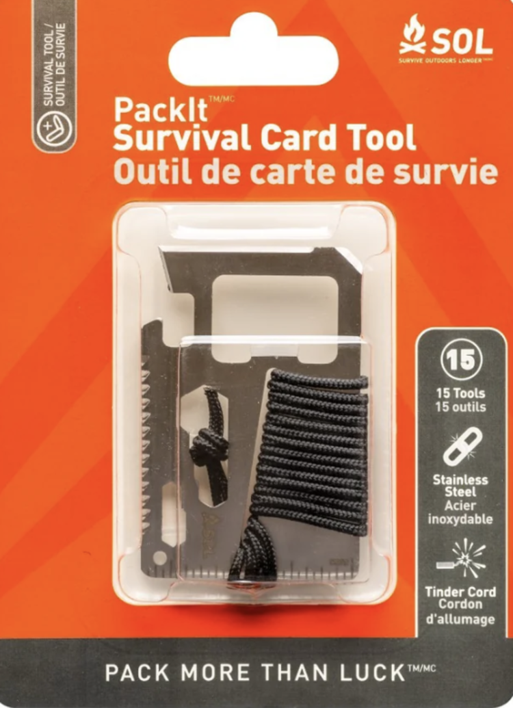 SOL Survive Outdoors Longer PackIt Survival Card Tool