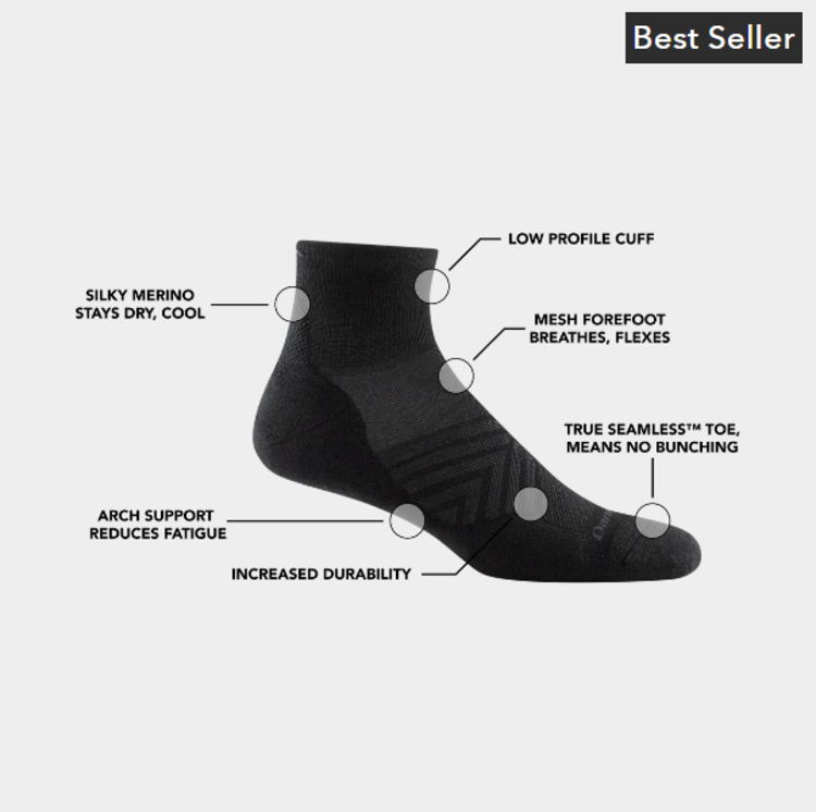Darn Tough Vermont Men's Run 1/4 Ultra-Lightweight w/ Cushion