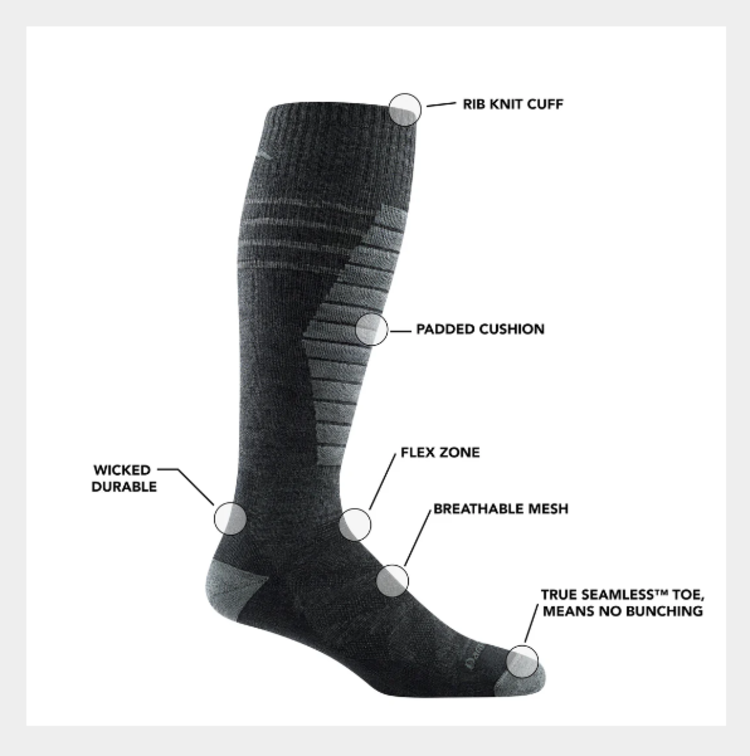 Darn Tough Vermont Men's Edge OTC Midweight Ski & Snowboard Sock