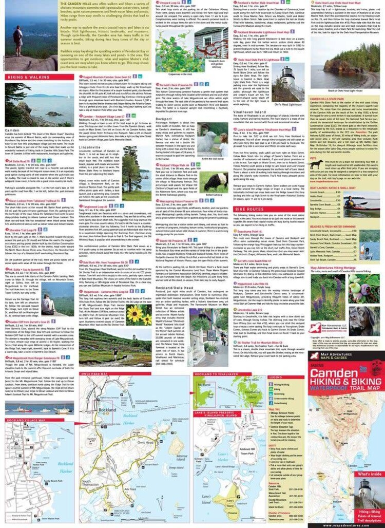 Map Adventures Camden Hiking and Biking Waterproof Trail Map 2nd Edition
