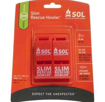 SOL Survive Outdoors Longer SLIM Rescue Howler Whistle, Pkg/2