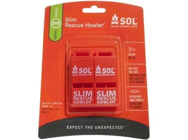 SOL Survive Outdoors Longer SLIM Rescue Howler Whistle, Pkg/2