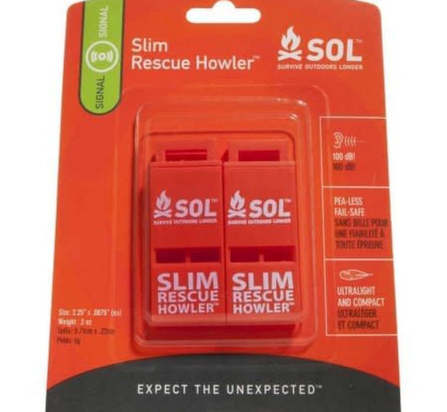 SLIM Rescue Howler Whistle, Pkg/2