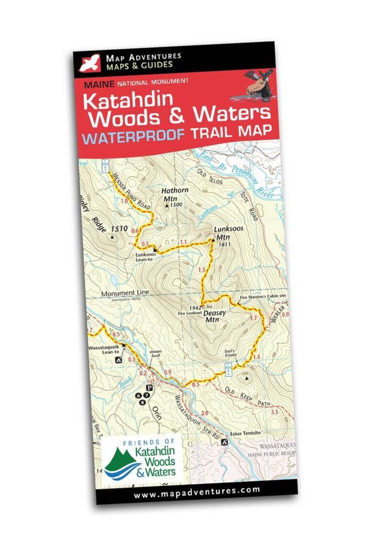 Map Adventures Katahdin Woods & Waters Waterproof Trail Map