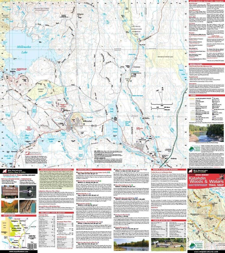 Map Adventures Katahdin Woods & Waters Waterproof Trail Map